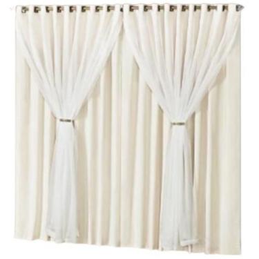 Imagem de Cortina oxford com voil 7,00x2,50 Para Trilho Suíço - Ludatex, PALHA