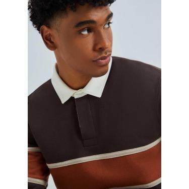 Imagem de Blusão Masculino Gola Polo Com Recortes Em Moletom Peluciado - Marrom XXG-Masculino
