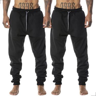 Imagem de KIT 2 Calças Moletom Jogger Cargo Confortável Treino Frio Masculina-Masculino