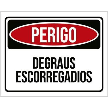 Imagem de Kit 10 Placa Acm Perigo Degraus Escorregadios 18X23 - Sinalizo