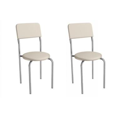 Imagem de Cadeira Sala De Jantar Mali 2c136cr Aço Kit 2 Un Cromado/ano Bege - Kappesberg