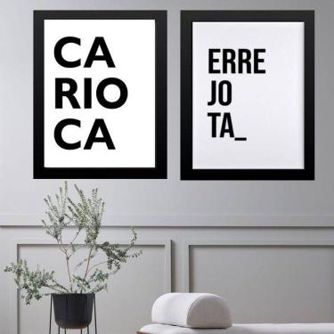 Imagem de Kit 2 Quadros Rio Janeiro - Carioca Errejota 45X34Cm - Vidro