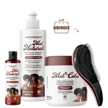 Imagem de Kit Adificicante Mel Cola 500g Óleo Natural Proteção Térmica - Trihair