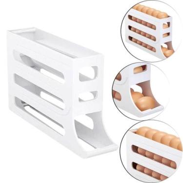 Imagem de Porta Ovos Organizador De Geladeira 4 Andares Cor Branco - Arqplast