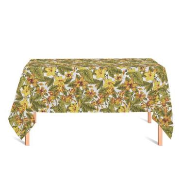 Imagem de Toalha de Mesa Retangular em Tecido Jacquard Estampado Flor Hibiscus A