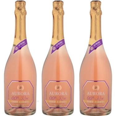 Imagem de Espumante Aurora Zero Álcool Rose Kit 03 Unidades Garrafa 750ml