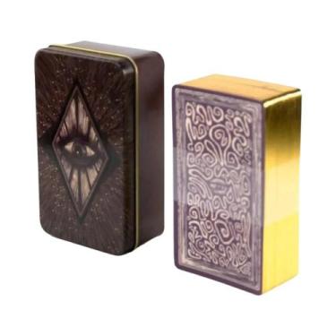 Imagem de Baralho De Tarot Manara Com Borda Dourada 78 Cartas Em Caixa De Lata J