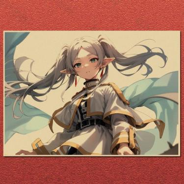 Imagem de Pôster de pintura em ferro Frieren Retro Kraft Paper Anime 20x30cm