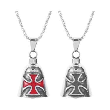 Imagem de Colar Masculino Punk Com Pingente De Sino E Asas De Arcanjo Miguel, Jo