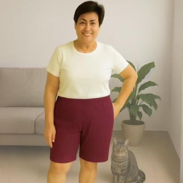 Imagem de Bermuda Plus Size Gorgurão Feminina Senhora Básica Lisa - Felicity, Vi