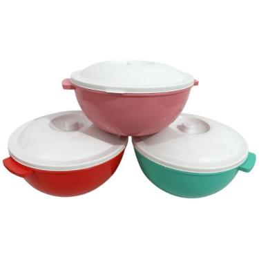 Imagem de Kit Trio Saladeira Plástico 3 Litros com Tampa - Trio Potes para Cozin