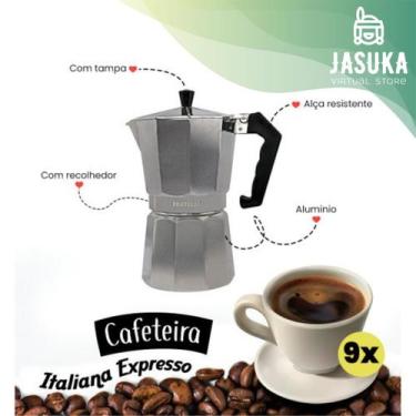 Imagem de Cafeteira Italiana Moka Express Faz 9 Xícaras Café Aluminio - Fratelli