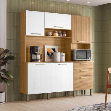 Imagem de Cozinha Compacta Ferrara Plus 6 Portas 2 Gavetas 100% Mdf Freijó Supremo - Kits Paraná