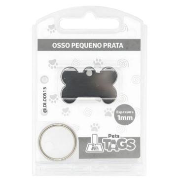 Imagem de Plaquinha de Identificação Personalizada - Osso Prata P - Pets Tags