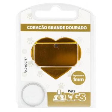 Imagem de Plaquinha de Identificação Personalizada - Coração Dourado G - Pets Ta