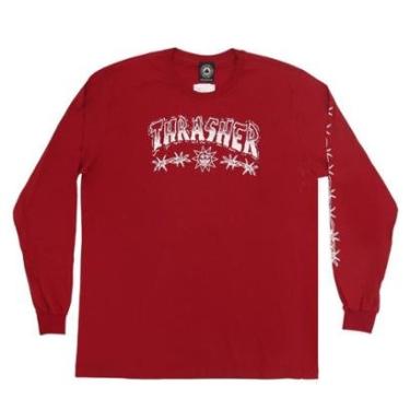 Imagem de Camiseta Manga Longa Thrasher Magazine Barbed Wire - Vermelho Bordô-Masculino