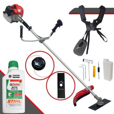 Imagem de Roçadeira À Gasolina Anmax CG520P TB 52cc 2,2HP de Potência 10.000rpm Alta Performance Com Carretel de Nylon + Lâmina 2 Pontas + ÓLEO STIHL 2 TEMPOS