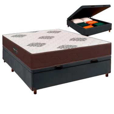 Imagem de Conjunto Cama Box Bau Com Colchão Casal Inova D45 Inovaflex - Cinza