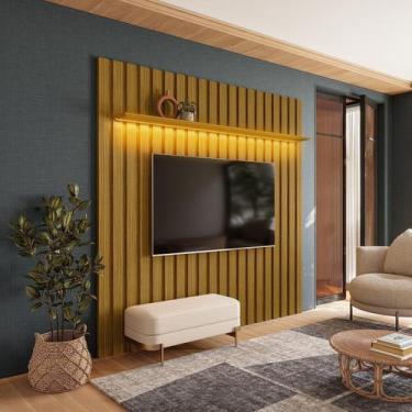 Imagem de Painel Ripado para TV até 70 Polegadas com LED MDF 177cmx218cm London 