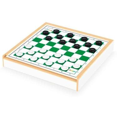Imagem de Damas E Ludo Jogo De Tabuleiro 2x1 Estojo Madeira Junges