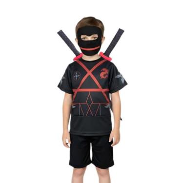 Imagem de Fantasia Infantil Ninja Com Mochila e Espadas - MWM MODAS, G 6 á 7 Ano
