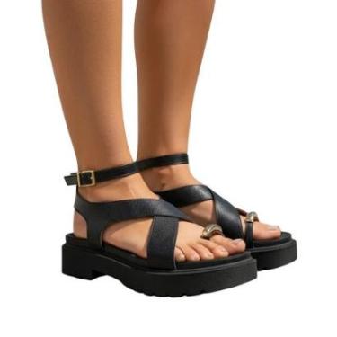 Imagem de Sandália Feminina Papete Flatform Tratorada Média com FechoVizzano 6499122-Feminino