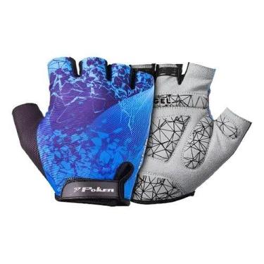 Imagem de Luva Bike Poker Antishock Gel Energy Preto e Azul, P