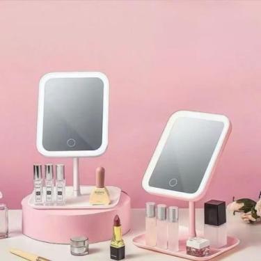 Imagem de Espelho de Mesa LED Recarregável 3 Tons de Luz Touch Para Maquiagem Do