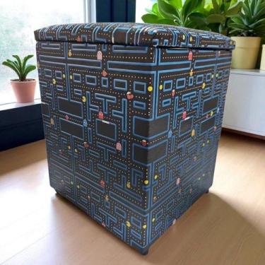 Imagem de Puff Baú Banqueta Quadrado Cubo Decorativo material sintético e Suede 