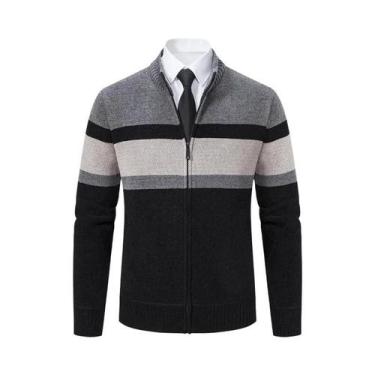 Imagem de Cardigã Masculino De Inverno Em Fleece Grosso, Quente, Casual, Com Gol