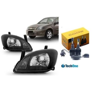 Imagem de PAR FAROL CELTA PRISMA 06 07 08 09 10 11 12 13 14 15 M. NEG led - BBS 