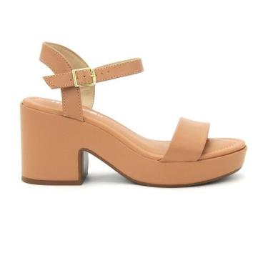 Imagem de Sandália Original Moleca 5549.102 Salto Alto Grosso Feminino, 38, Nude