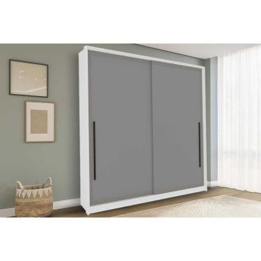 Imagem de Guarda Roupa Casal 2 Portas De Correr E 2 Gavetas Valência Branco/cinza - Politorno