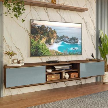 Imagem de Rack Suspenso para TV até 80 Polegadas 218 cm 2 Portas Rustic/Cinza Lux Madesa