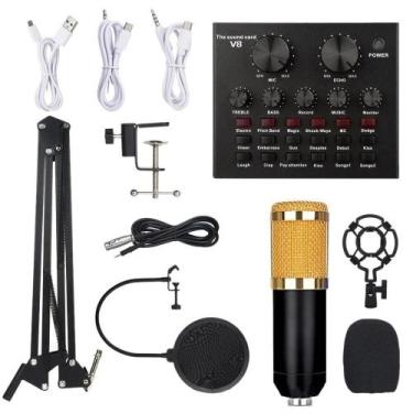Imagem de Microfone keedi-mic800 Com Braço Articulado + Kit Interface Mesa V8