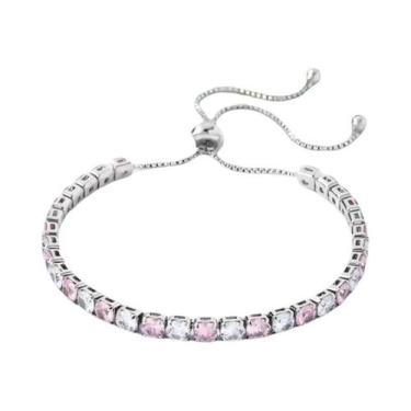 Imagem de Pulseira De Tênis Feminina Com Zircônia Arco-Íris Multicolorida De Cri