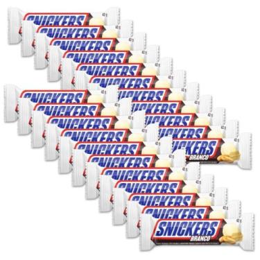 Imagem de Barrinha Recheada Snickers Chocolate Branco Kit 20 unid 42g