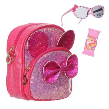 Imagem de Kit Bolsa Infantil Princesa Brilhante Com Brilho Labial e Óculos de Cr