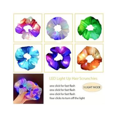 Imagem de Laço Xuxinha de Cabelo Frufru LED Scrunchie Brilho Festa Cor:Lilás - G