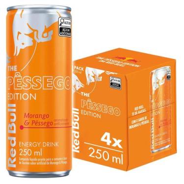 Imagem de Red Bull Energético Morango e Pêssego 250ml 4 latas, 4, Morango e Pêss