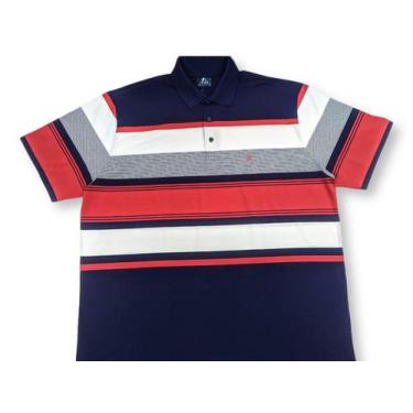 Imagem de Camisa Polo Plus Size Masculina Manga curta, 2734 c/listras e botões p