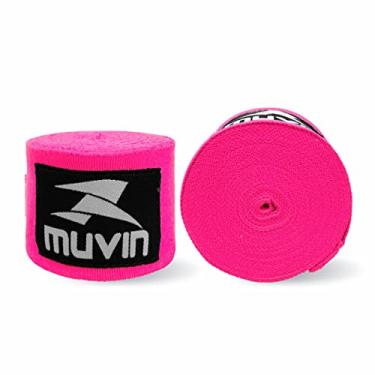 Imagem de Bandagem Elástica Muvin 5 Metros Com Velcro e Alça Para Polegar - Atadura de Proteção Para Mãos e Punhos - Unissex - Várias Cores, Rosa, 500cm x 5cm, BDG-500
