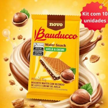 Imagem de Kit 10 Wafer Snack Avelã 20g Bauducco  Biscoito Wafer Crocante com Rec