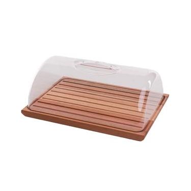 Imagem de Migalheira de Madeira com Tampa Acrílica 36x25cm Suporte Porta Pão Essence