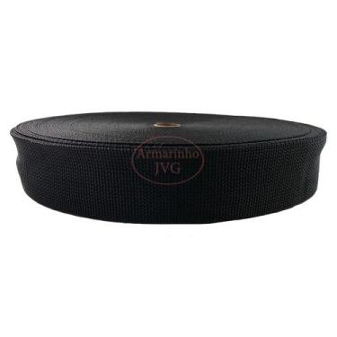 Imagem de 500m Fita CA 40mm 4cm Preta Alça Bolsas Cadarço Mochilas - Geotex