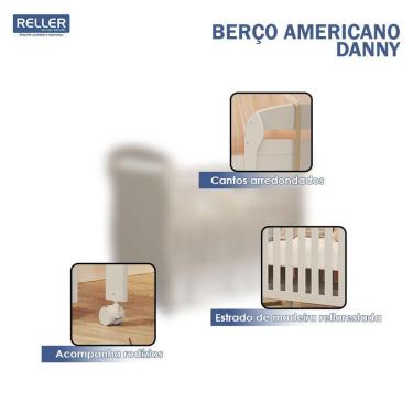 Imagem de Kit Berço Americano Danny com Colchão Gazin e Guarda Roupa 4 Portas 3 Gavetas MDF 148cm Areia Acetinado Amadeirado