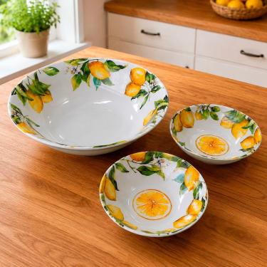 Imagem de Tigela Sicília para Servir em Melamina Resistente Kit 3 Peças para Mesa de Jantar Branco Eazy Bowl