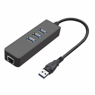 Imagem de Hub USB 3.0 Satellite A-HUB41 com 3 Portas USB 3.0 e RJ-45 1000Mbps Preto