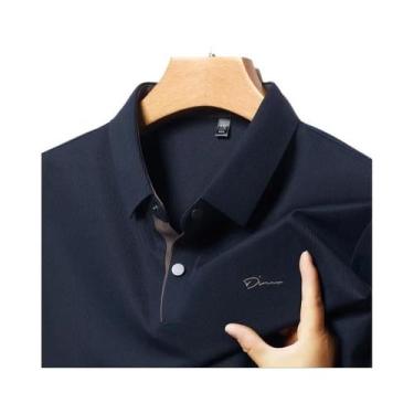 Imagem de Camisa Polo Masculina De Verão Em Seda Gelada Com Manga Curta, Estilo 