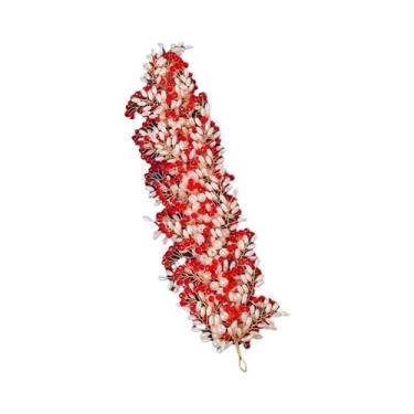 Imagem de Tiara De Flor De Cristal Vermelho Com Strass E Pérolas, Acessório De C